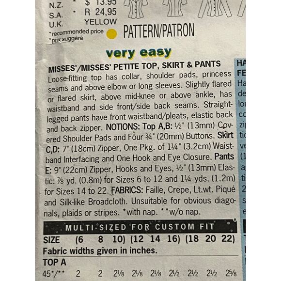 Butterick Sewing pattern 4819 suit top skirt blazer pant size 12 14 16 - Picture 4 of 10